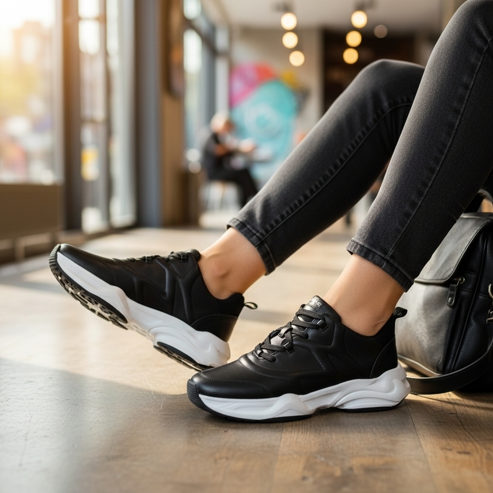 DKNY Nix Lace-Up Logo Sneakers Size 8 NWOT In Black